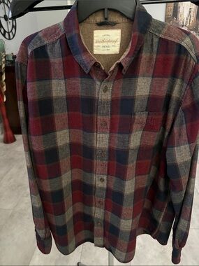 Weatherproof Men's Red & Blue Plaid Button-Down Flannel Shirt. Size XL